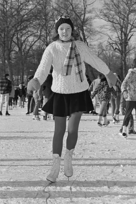 Girl ice-skating in park