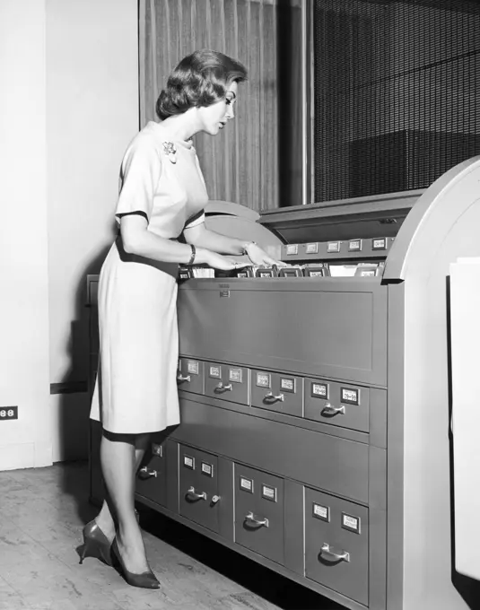 Secretary searching files