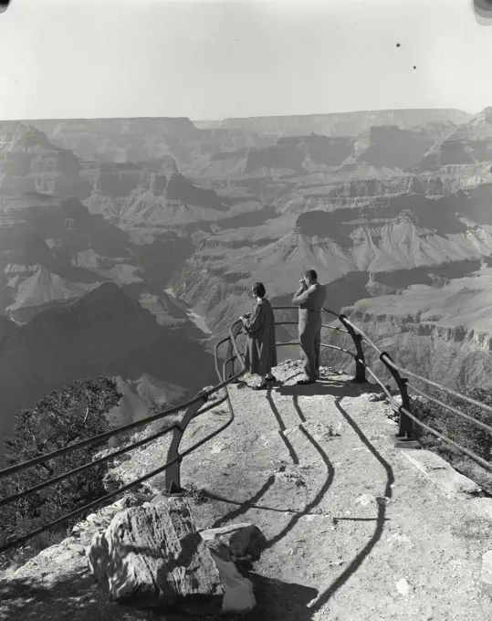 Vintage Photograph. View from lookout point over Grand Canyon