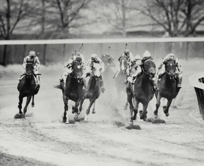 Vintage Photograph. Jockeys riding horses during race, Frame 2