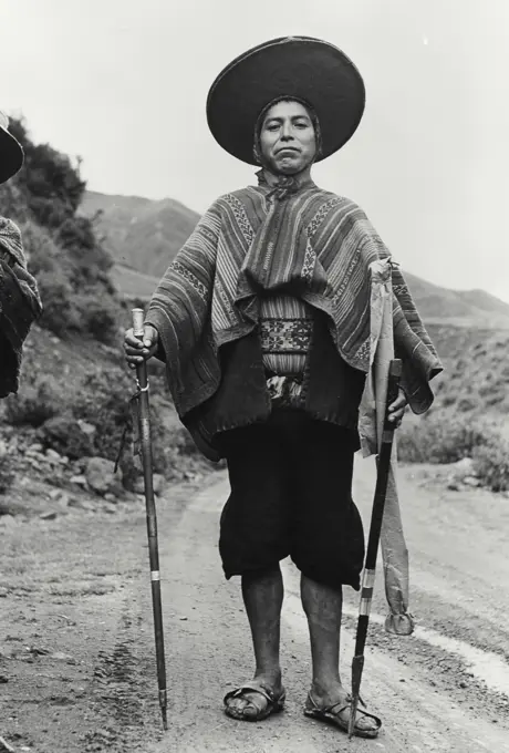 Vintage Photograph. Local Indian Official of Pisac in Peru