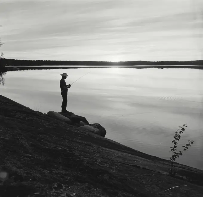 Vintage Photograph. Fishing on lake Ontario