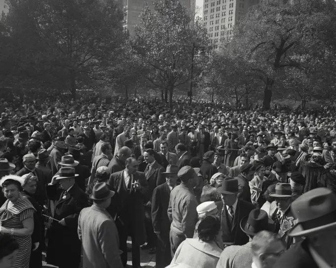 Vintage Photograph. Large crowd of people in park, New York City, Frame 2