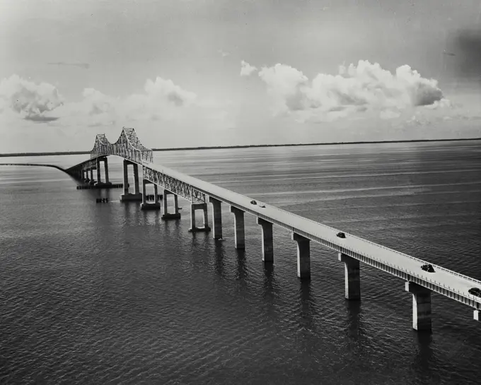 Vintage Photograph. The sunshine skyway is one of Florida Suncoast's superb attractions