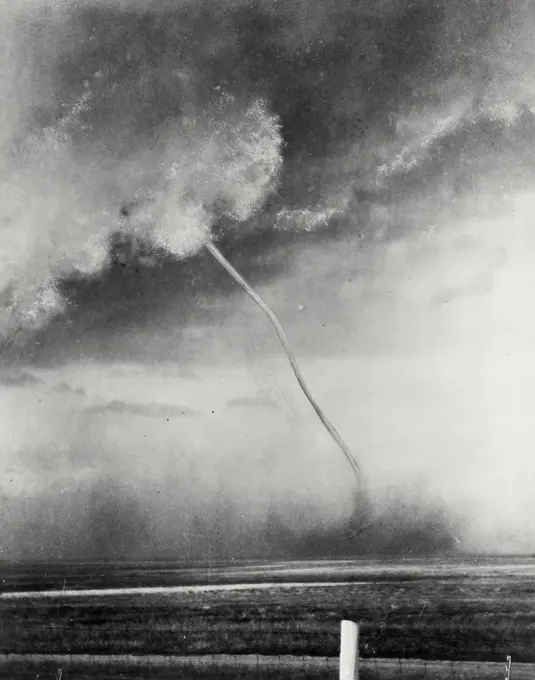 Vintage photograph. Tornado in a field