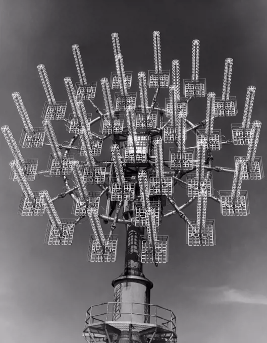 Low angle view of a communications tower