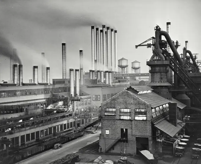 Vintage photograph. River rouge plant of the Forde motor Co.