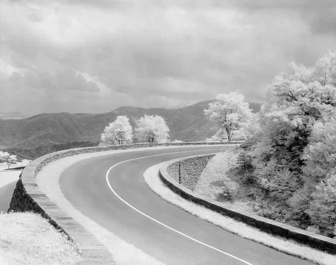 Winding road in mountain area