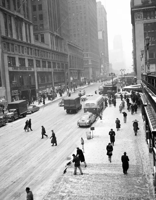 USA, New York City, winter street scene