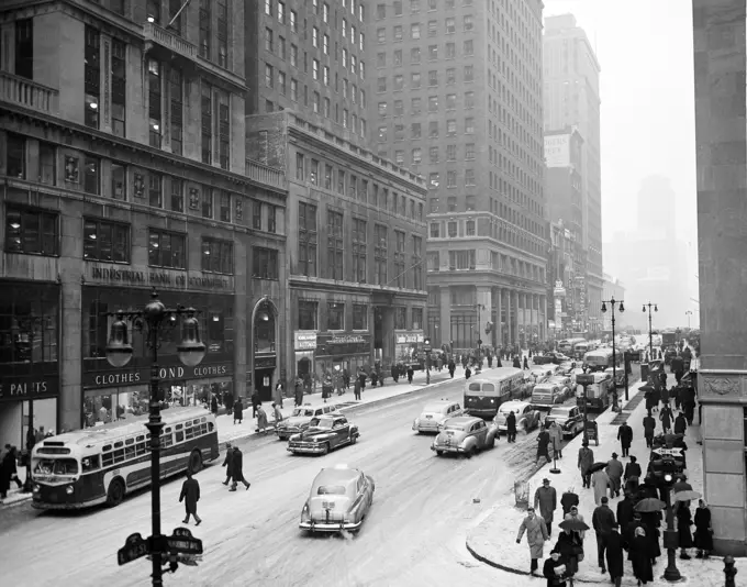 USA, New York City, winter street scene