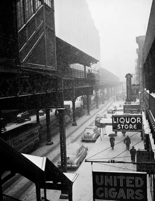 USA, New York City, winter street scene