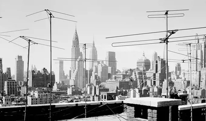 USA, New York State, New York City, Looking from Beekman Hill section toward Midtown with Chrysler and Empire State Building