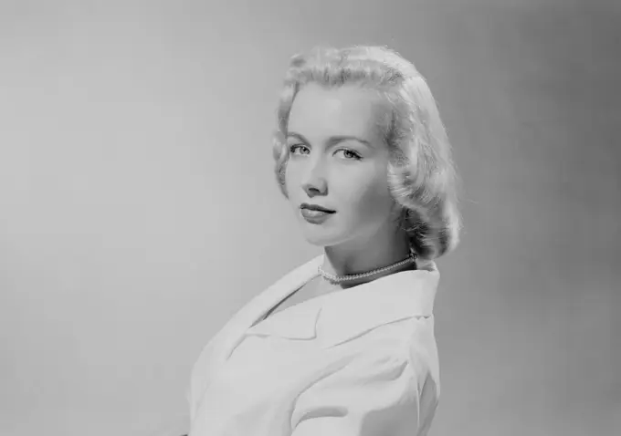 Portrait of Beautiful blonde woman, studio shot