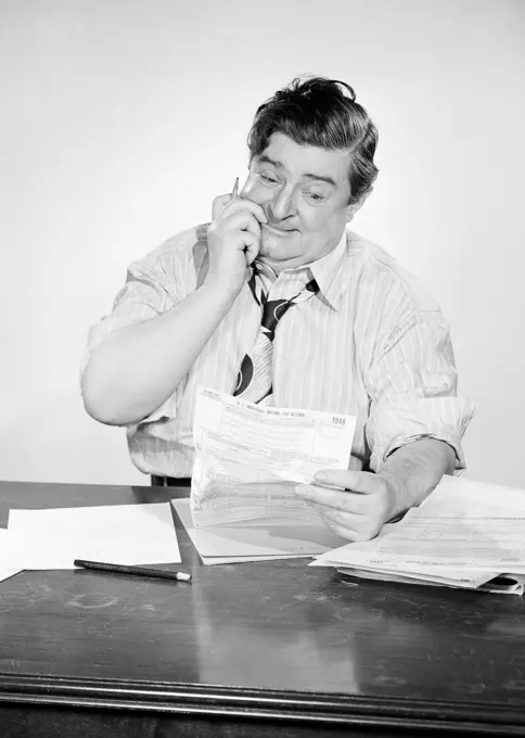 Businessman doing paperwork