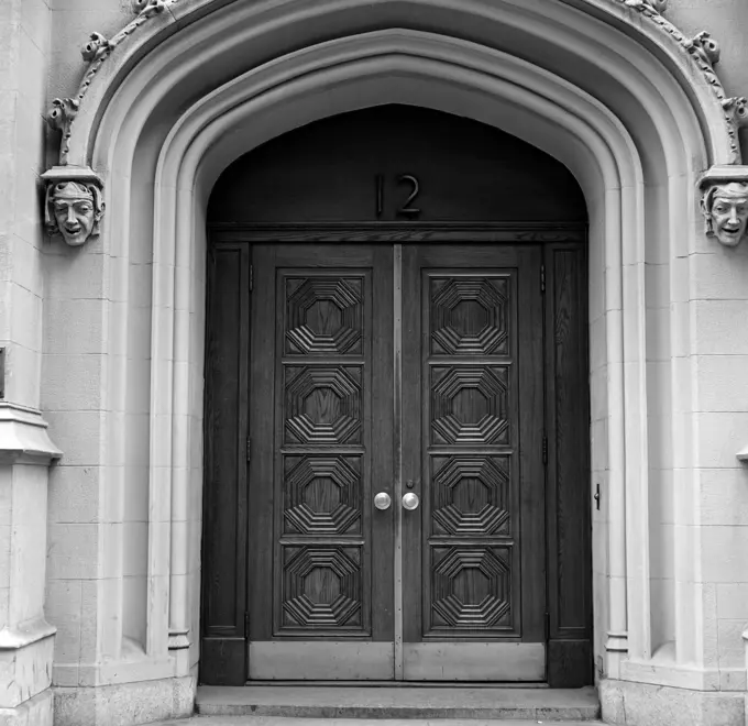 Historic door with neogothic arch