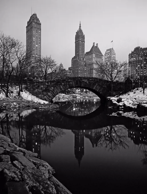 USA, New York City, Fifth Avenue skyline from Central Park