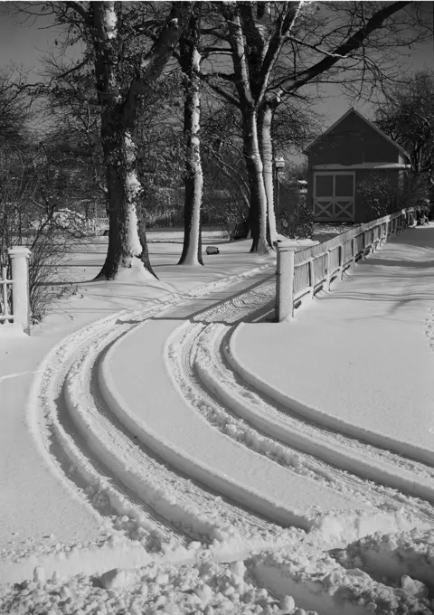 Car tracks in snow