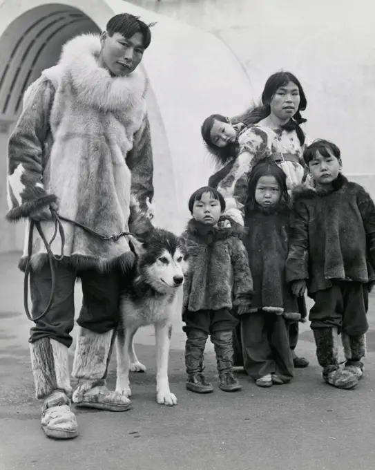 Family with a dog, Alaska, USA