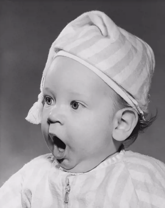 Close-up of baby yawning