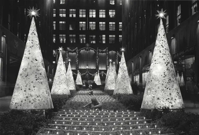 Vintage Photograph. Christmas decorations at Rockefeller Center. Frame 4