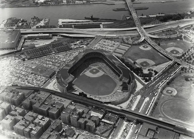 Vintage Photograph. Aerial view of Yankee Stadium in New York City