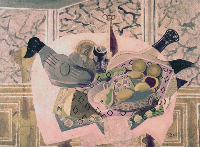 Mauve Table Cloth by Georges Braque, oil on canvas, 1882-1963