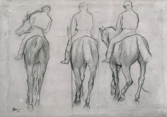 Jockeys Edgar Degas (1834-1917 French) Drawing 