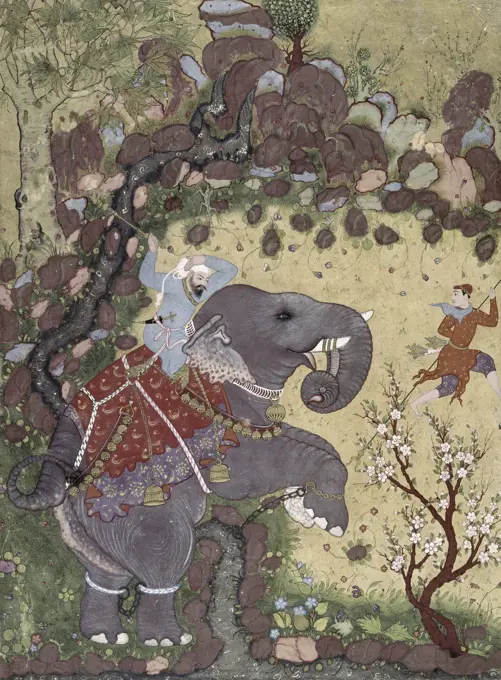 Subduing an Enraged Elephant  Artist Unknown (Indian) 