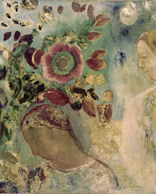 Two Girls Among the Flowers ca. 1905-12 Odilon Redon (1840-1916 French) Oil on canvas Museum of Fine Arts, Houston, Texas, USA