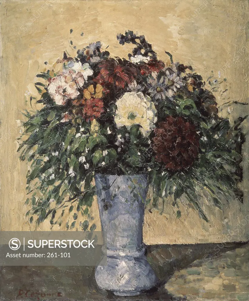 Bouquet in a Blue Vase c. 1873-75 Paul Cezanne (1839-1906 French) Oil on Canvas Museum of Modern Western Art, Moscow, Russia