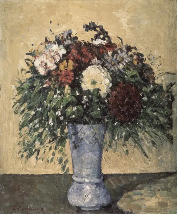 Bouquet in a Blue Vase c. 1873-75 Paul Cezanne (1839-1906 French) Oil on Canvas Museum of Modern Western Art, Moscow, Russia