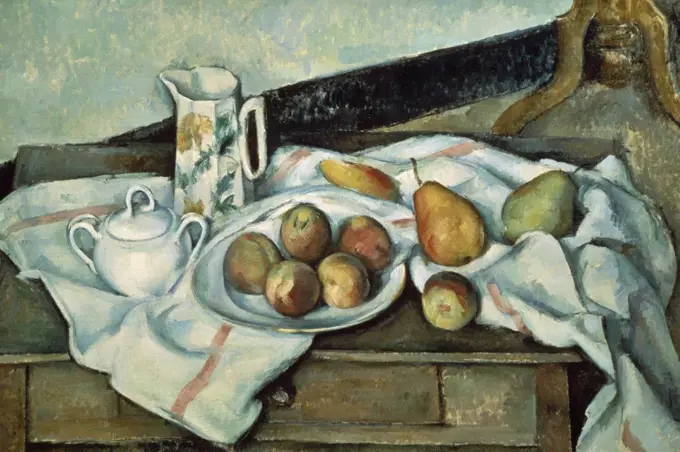 Peaches and Pears 1888-1889 Paul Cezanne (1839-1906 French) Oil on Canvas Museum of Modern Western Art, Moscow, Russia