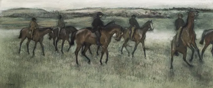 Race Horses  Edgar Degas (1834-1917 French) Pastel Pushkin Museum of Fine Arts, Moscow, Russia