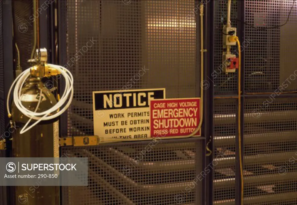 Warning sign on a door in a nuclear power station, Nuclear Research Facility, Canada