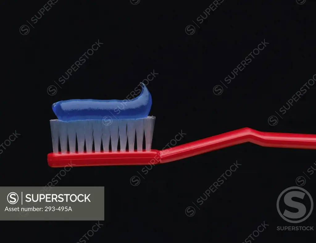 Close-up of toothpaste on a toothbrush