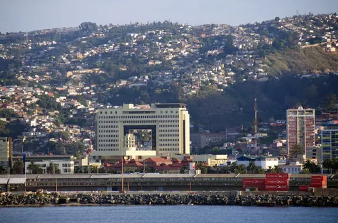 Government building in a city, National Congress of Chile, Valparaiso, Chile