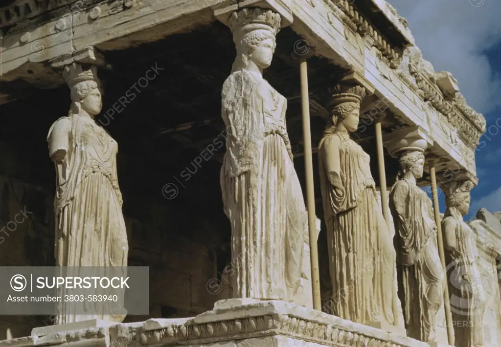 Porch of Maidens (Caryatids), Erectheum Greek Art Marble Acropolis Museum, Athens, Greece