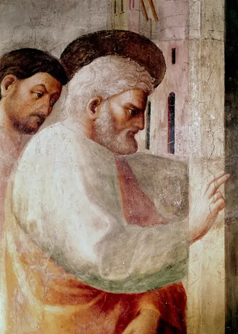 Healing Of The Cripple And The Resurrection Of Tabitha - Detail (From The Life Of St. Peter Cycle) 1425-28 Masaccio (1401-1428 Italian) Fresco Cappella Brancacci, Santa Maria del Carmine, Florence, Italy