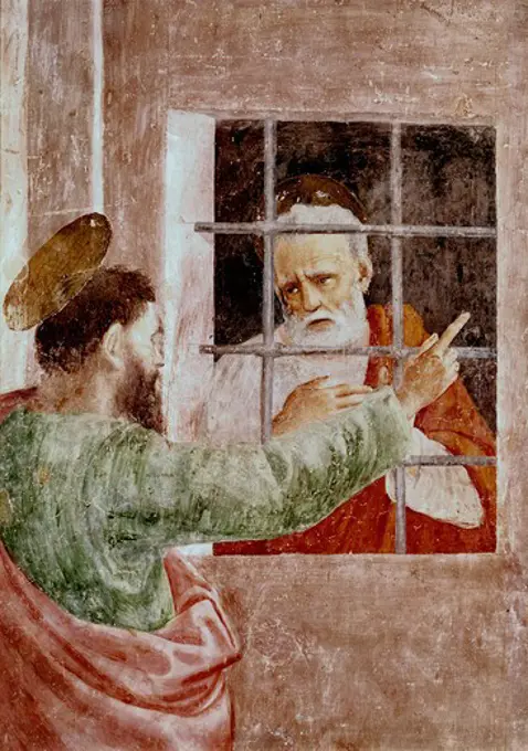 St. Peter In Jail 1425-28 Masaccio (1401-1428 Italian) Fresco Cappella Brancacci, Santa Maria del Carmine, Florence, Italy