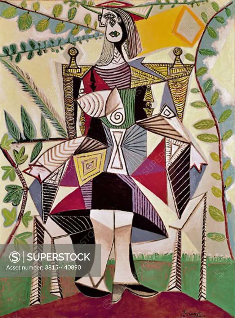 Woman Seated In A Garden by Pablo Picasso, 1938, 1881-1973, USA, New York, Daniel Saidenberg Collection