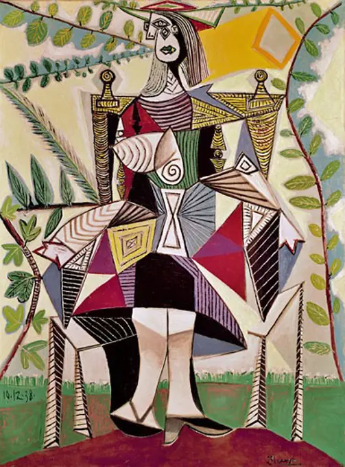 Woman Seated In A Garden by Pablo Picasso, 1938, 1881-1973, USA, New York, Daniel Saidenberg Collection