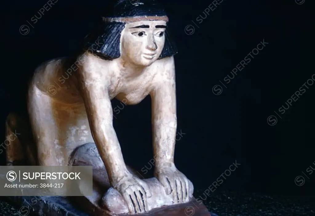 Woman Kneading Bread Dough Egyptian Art 