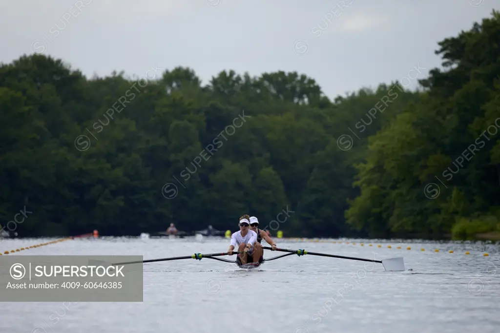 US Olympic rowers Pair 2-,  Jessica Thoennes and Azja Czajkowski train at the US Women's Rowing  facility in Princeton,  NJ