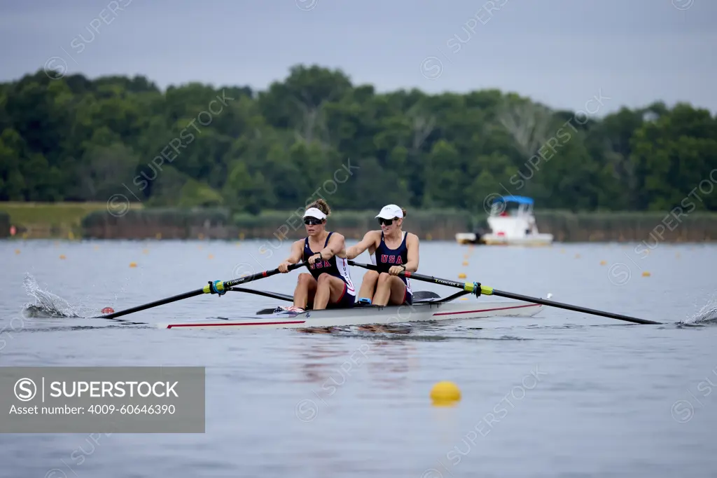 US Olympic rowers Pair 2-,  Jessica Thoennes and Azja Czajkowski train at the US Women's Rowing  facility in Princeton,  NJ