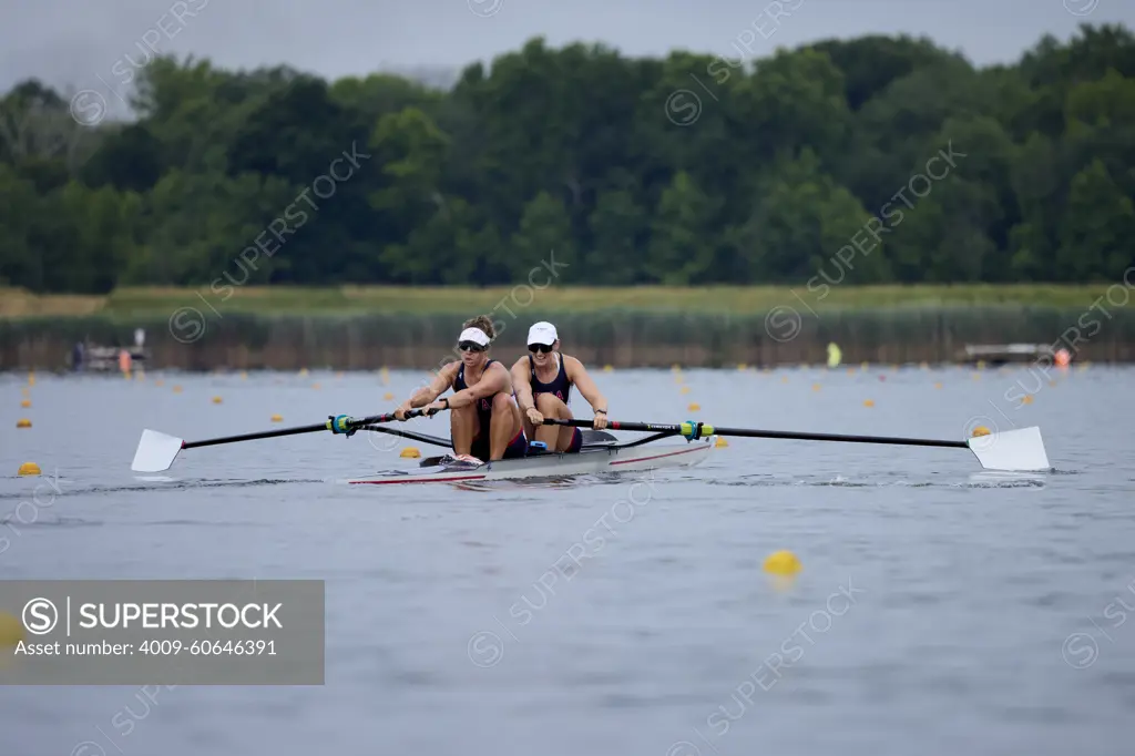 US Olympic rowers Pair 2-,  Jessica Thoennes and Azja Czajkowski train at the US Women's Rowing  facility in Princeton,  NJ