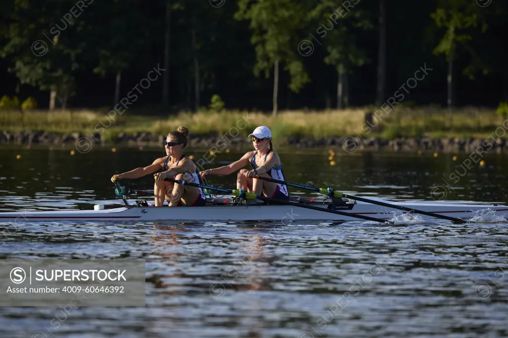 US Olympic Women's Pair teammates, Michelle Sechser and Molly Reckford train at the US Women's Rowing training facility in Princeton, NJ