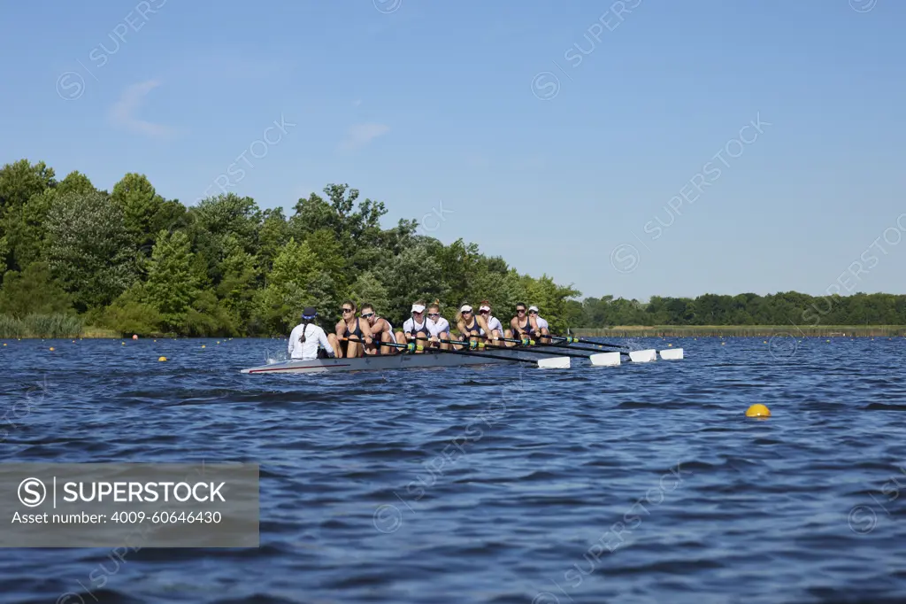 US 8+ 2024 Olympic rowers, Molly Bruggeman, Charlotte Buck, Cristina Castagna, Olivia Coffey, Claire Collins, Margaret Hedeman, Meghan Musnicki, Regina Salmons, Madeleine Wanamaker, training at the US Women's Rowing facility in Princeton, NJ