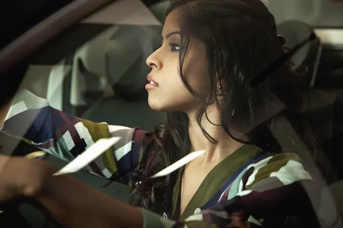 Indian woman driving car