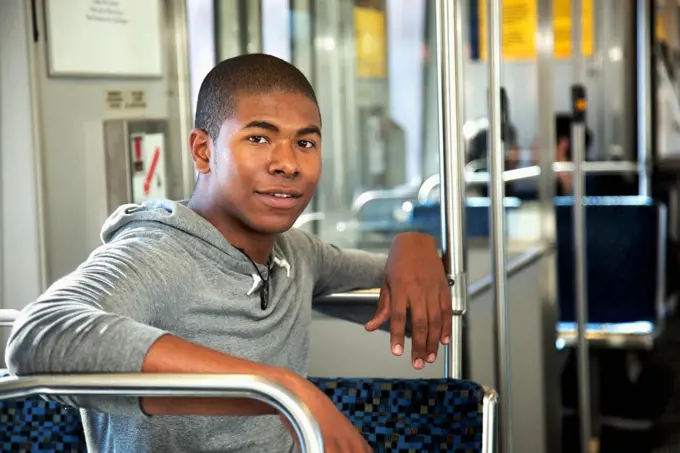 Man riding on subway