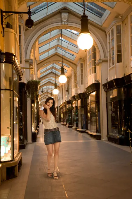 Hispanic woman shopping in mall